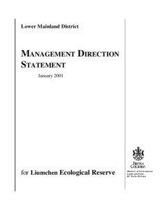 Lower Mainland District  MANAGEMENT DIRECTION