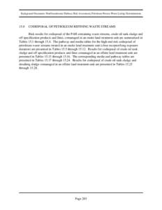 Background Document; NonGroundwater Pathway Risk Assessment; Petroleum Process Waste Listing Determinations[removed]CODISPOSAL OF PETROLEUM REFINING WASTE STREAMS