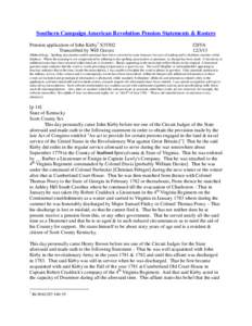 Southern Campaign American Revolution Pension Statements & Rosters Pension application of John Kirby1 S35502 Transcribed by Will Graves f28VA[removed]