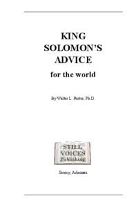 KING SOLOMON’S ADVICE
