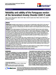 Reliability and validity of the Portuguese version of the Generalized Anxiety Disorder (GAD-7) scale
