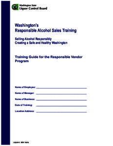 Washington State  Liquor Control Board Washington’s Responsible Alcohol Sales Training