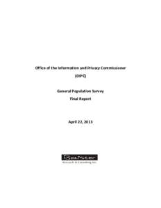 Office of the Information and Privacy Commissioner (OIPC) General Population Survey Final Report