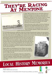 In August 1888, during the heady days of Marvellous Melbourne’s land boom, Lord Loch, Victoria’s Governor, came to Mentone by steam train. He walked over to the Mentone Coffee Palace (now Kilbreda) for a sumptuous lu