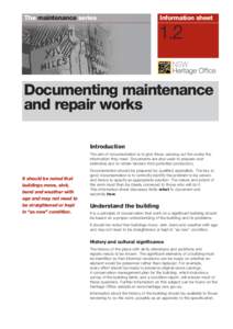 The maintenance series  Information sheet 1.2 Documenting maintenance