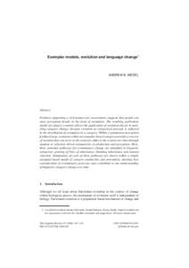 Exemplar models, evolution and language change1  ANDREW B. WEDEL . Abstract