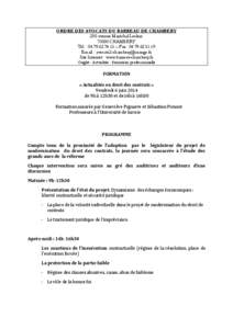 ORDRE DES AVOCATS DU BARREAU DE CHAMBERY 200 avenue Maréchal Leclerc[removed]CHAMBERY Tél. : [removed] – Fax : [removed]Email : [removed] Site Internet : www.barreau-chambery.fr