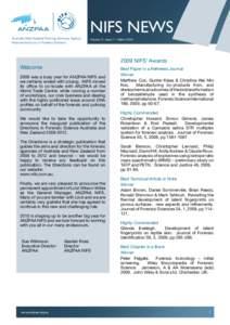 Australia New Zealand Policing Advisory Agency National Institute of Forensic Science NIFS NEWS Volume 11, Issue 1 – March 2010
