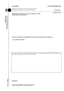 Business / Competition law / Economy of the European Union / European Community regulation / Article 101 of the Treaty on the Functioning of the European Union / Merger control / Portugal / Cartel / European Union law / Mergers and acquisitions / Europe