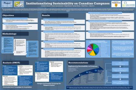 Institutionalizing Sustainability on Canadian Campuses |Andrew Adams | Zamir Janmohamed | Nigel Moore | James Skuza | Mark Tsou | Alex Xu | This research project has been conducted by Propel Research + Strategy for the S
