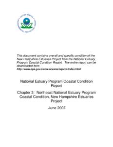 National Estuary Program Coastal Condition Report, NEP CCR - Chapter 3, New Hampshire Estuary Project