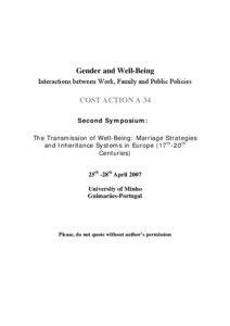 Gender and Well-Being Interactions between Work, Family and Public Policies