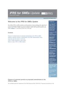 IFRS for SMEs Update From the IFRS Foundation Issue[removed], March[removed]Welcome to the IFRS for SMEs Update