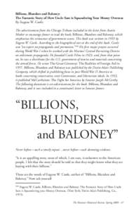 Billions, Blunders and Baloney: The Fantastic Story of How Uncle Sam is Squandering Your Money Overseas By Eugene W. Castle The advertisement from the Chicago Tribune included in the letter from Austin Mosher to encourag