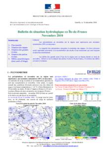 PREFECTURE DE LA RÉGION D’ILE-DE-FRANCE  Direction régionale et interdépartementale de l’environnement et de l’énergie d’Ile-de-France  Gentilly, le 14 décembre 2010
