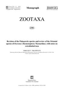 Zootaxa 2381: 1–[removed]www.mapress.com / zootaxa/ Copyright © 2010 · Magnolia Press ISSN[removed]print edition)