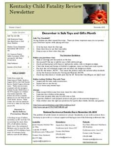 Kentucky Child Fatality Review Newsletter Volume II, Issue 2 November 2010