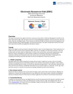 Electronic Resources Unit (ERUUsage Overview Earnestine Adeyemon Electronic Resources Librarian  Overview