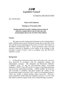 立法會 Legislative Council LC Paper No. CB[removed]Ref: CB1/PL/DEV Panel on Development Meeting on 25 November 2014
