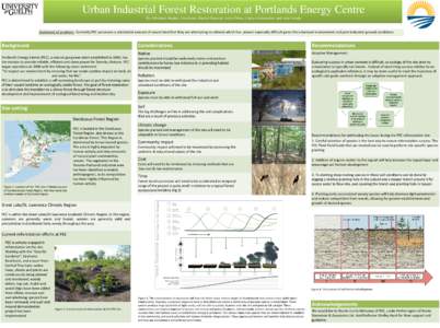 Urban Industrial Forest Restoration at Portlands Energy Centre By: Elizabeth Staples, Lisa Jones, Rachel Dietrich, Jamie Prime, Caitlyn Schwenker, and Julie Houde Statement of problem: Currently PEC possesses a substanti