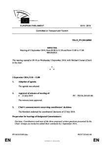 [removed]EUROPEAN PARLIAMENT Committee on Transport and Tourism  TRAN_PV[removed]