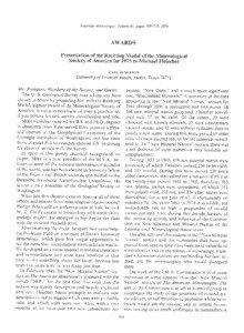 American Mineralogist, Volume 61, pages[removed], 1976  AWARDS