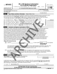 Form  IRS e-file Signature Authorization for an Exempt Organization[removed]EO