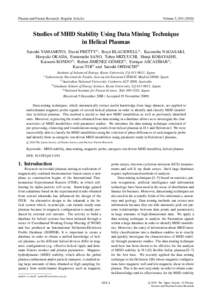 Plasma and Fusion Research: Regular Articles  Volume 5, Studies of MHD Stability Using Data Mining Technique in Helical Plasmas