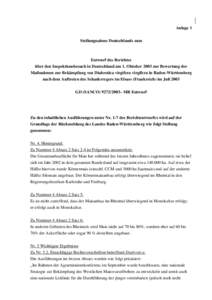 DG(SANCO[removed]Comments from the German authorities on the draft report of a mission carried out in Germany on 1. October 2003 in order to assess the control measures taken against Diabrotica virgifera virgifera in