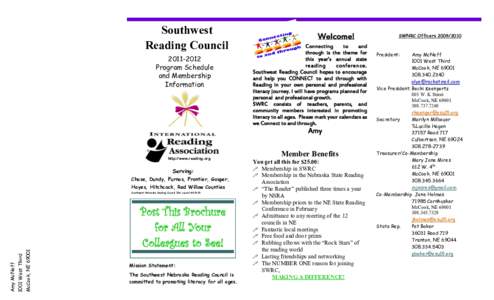 Southwest Reading Council[removed]Program Schedule and Membership Information