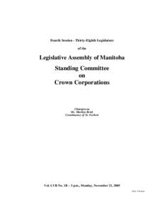 Fourth Session - Thirty-Eighth Legislature of the Legislative Assembly of Manitoba  Standing Committee