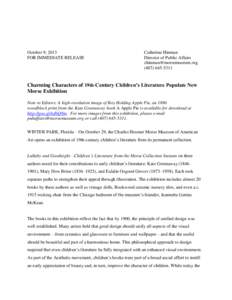 October 9, 2013 FOR IMMEDIATE RELEASE Catherine Hinman Director of Public Affairs [removed]