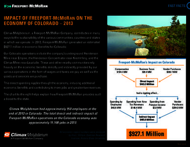 FAST FACTS  Impact of Freeport-McMoR an on the economy of Colorado – 2013 Climax Molybdenum, a Freeport-McMoRan Company, contributes in many ways to the sustainability of the various communities, counties and states