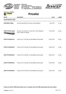 Manufacturer: CORMAN  Pricelist article  description