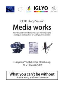 IGLYO Study Session  Media works How to use the media to message minority rights and equal participation of LGBT youth in society