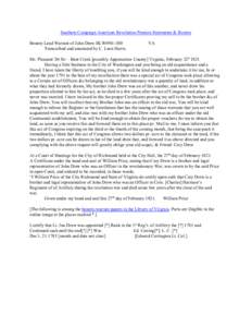 Southern Campaign American Revolution Pension Statements & Rosters Bounty Land Warrant of John Drew BLWt981-100 Transcribed and annotated by C. Leon Harris VA