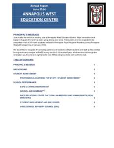 Annual Report June 2014 ANNAPOLIS WEST EDUCATION CENTRE