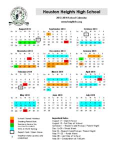 Houston Heights High School[removed]School Calendar www.heightshs.org August 2013 Su
