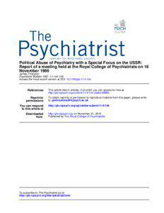 Political abuses of psychiatry / Total institutions / Soviet dissidents / Medical ethics / Moscow Helsinki Watch Group / Anatoly Koryagin / Political abuse of psychiatry / Psychiatric hospital / Royal College of Psychiatrists / Psychiatry / Medicine / Health