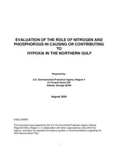 Evaluation of the Role of Nitrogen and Phosphorous in Causing or Contributing