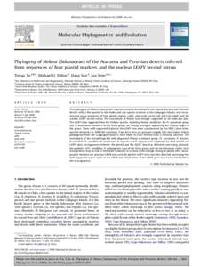 ARTICLE IN PRESS Molecular Phylogenetics and Evolution xxx[removed]xxx–xxx Contents lists available at ScienceDirect  Molecular Phylogenetics and Evolution