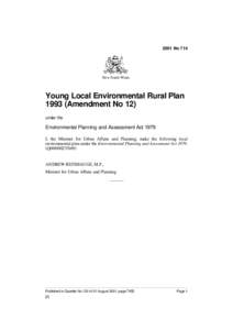 2001 No 714  New South Wales Young Local Environmental Rural Plan[removed]Amendment No 12)