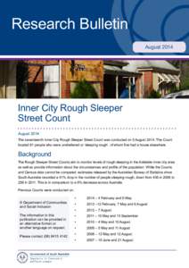 Research Bulletin August 2014 Inner City Rough Sleeper Street Count August 2014