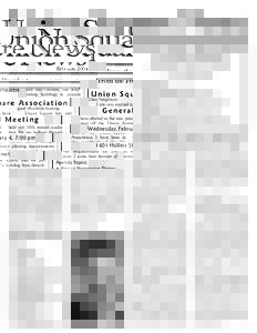 Union Square News February 2004 From the President Dear Neighbors: I am very excited to have