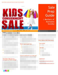 SALE PREP GUIDE | MOTHERS OF MULTIPLES SOCIETY  Issue # Sale Prep