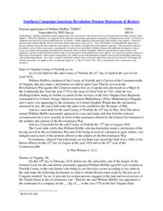 Southern Campaign American Revolution Pension Statements & Rosters Pension application of William Hoffler 1S38047 Transcribed by Will Graves f29VA[removed]