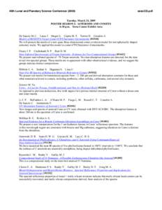 40th Lunar and Planetary Science Conference[removed]sess333.pdf Tuesday, March 24, 2009 POSTER SESSION I: ASTEROIDS AND COMETS