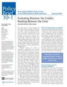 Evaluating Business Tax Credits: Reading Between the Lines