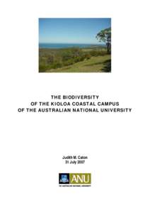KIOLOA COASTAL CAMPUS BIODIVERSITY: PRELIMINARY REPORT