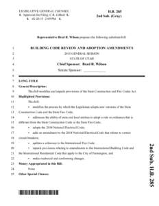 LEGISLATIVE GENERAL COUNSEL 6 Approved for Filing: C.R. Gilbert:09 PM 6 H.B. 285 2nd Sub. (Gray)